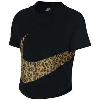 Nike Damen W NSW Top Ss Crop Anml T-Shirt, Black, S