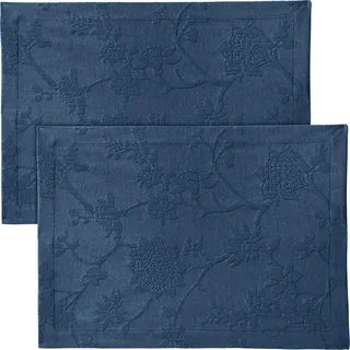 Erwin Müller Tischwäsche, Tischset 2er-Pack mit Jaquardmuster, Serie Arnsberg blau Größe 35x50 cm - Robustes Gewebe ist bügelleicht und Lange haltbar, mit hochwertigem Kuvertsaum