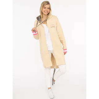 Zwillingsherz Langmantel »Wild and Happy« mit Leo Details, Reißverschluss, Taschen und großem Stickmotiv, beige