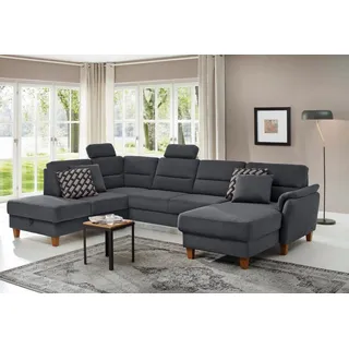 Home Affaire Wohnlandschaft »Palmera U-Form, B: 308 cm« optional Bettfunktion & Bettkasten, Federkern, grau