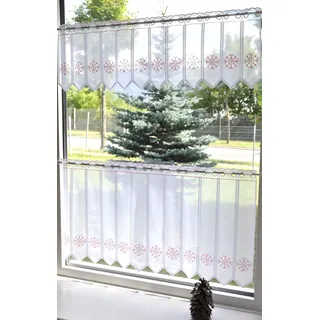 Scheibengardine STICKEREIEN PLAUEN "Kristall" Gr. 9, rot (weiß, rot), B:193cm H:50cm, Voile, Polyester, Gardinen, Scheibengardine