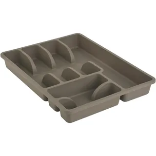 Engelland 1 x Besteckkasten Besteckkorb mit 6 Fächern, Kunststoff, BPA-frei, Farbe: Braun, Maße: 38 x 29 x 5 cm