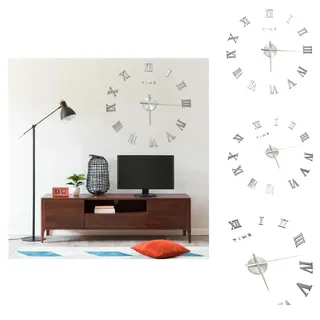 vidaXL 3D-Wanduhr Modernes Design Silbern 100 cm XXL - Wanduhren - Silber