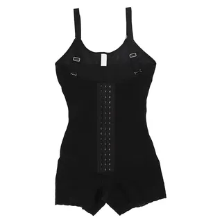 Oberschenkel schlanker Body Shaper Spitzennaht Haken- und Ösenverschluss dehnbare Damen Korsett Shapewear Schwarz XL