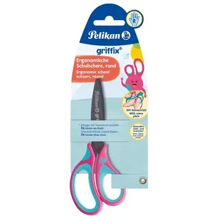 Pelikan griffix Schulschere 14cm pink, gerundet, Rechtshänder, Blisterverpackung (819114)