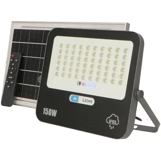 M Ledme LED-Solarstrahler, 150 W, mit Fernbedienung, 2200 Lumen, dimmbar, IP65, kaltes Licht (6000 k), Akku mit großer Kapazität von 15.000 mAh, Kabellänge 2,10 m