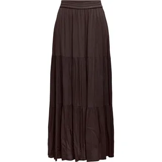 Maxirock ONLY "ONLMIKKA LIFE LONG SKIRT WVN NOOS", Damen, Gr. L, schwarz coffee, Web, Obermaterial: 100% Viskose, unifarben, wadenlang, Röcke Maxirock, Viskose