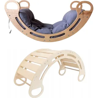 Montessori-Schaukel mit Kissen (grau), natur, 85 cm, 5 in 1, 7 in 1