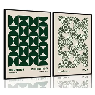 Moderne Wandkunst, Bauhaus Mitte des Jahrhunderts, Retro-Ausstellungsposter, Drucke, grün, Boho, geometrisch, abstrakt, minimalistisch, Wanddekoration, Bilder für Schlafzimmer, Wohnraum, Esszimmer,