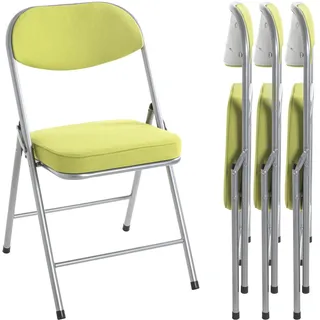 HAKU Klappstuhl gepolstert 4er-Set Klappstühle bequem alu, Olive, Textilgewebe - Rücken und Sitzfläche gepolstert, Stahl - Maße: B 47 x H 79 x T 53 cm, Style: Modern