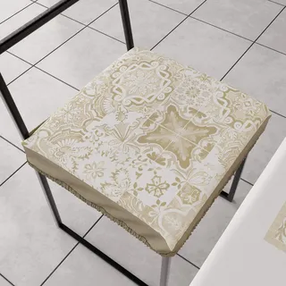 PETTI Artigiani Italiani - Kissen für Küchenstuhl, mit Gummizug, 6 Stück, Kissenbezüge aus Mikrofaser mit Gummizug, Stuhlkissen mit Feder, Design Vietri Taupe, 100% Made in Italy