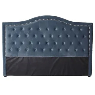 Vintage Bettkopfteil Samt Panel Kopfende Wandkissen Royal Blau Betthaupt 160cm