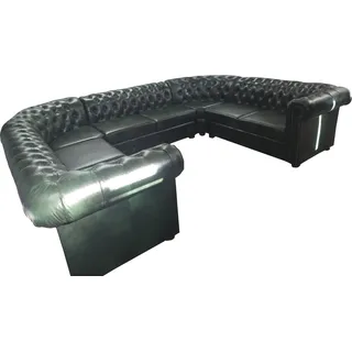 Chesterfield Ecksofa U Form Ledersofa Ecksofas Leder Couch Modern Neu - Grün