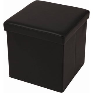 Echtwerk Hocker mit Stauraum Store Cube EW-SW-0410 schwarz Kunstleder