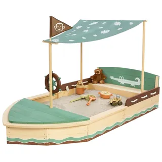 Muddy Buddy Holzsandkasten Jungle King mit Dach natur/salbei/mokka