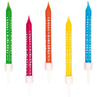Amscan 550333 - 10 Spiralkerzen Happy Birthday mehrfarbig Höhe 6,3 cm Dekoration