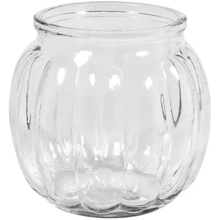 Rayher 46043000 Glas Vase, bauchig mit Rillen, 12x12x11cm, 700ml, Öffn
