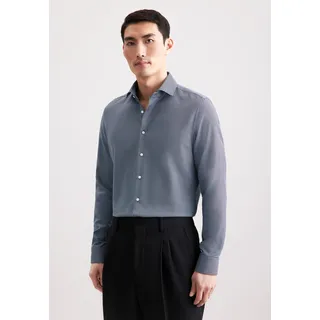 Businesshemd SEIDENSTICKER "Schwarze Rose", Herren, Gr. XL (44), normale Ärmellängen, dunkelblau, 100% Baumwolle, Hahnentrittmuster, slim fit, 2-Knopf-Manschette, Hemden Businesshemd, Slim 1/1 Kentkragen Pepita