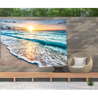 Ulticool – Meer Wellen Strand Natur - Wandteppich Poster - 200x150 cm - Gartenposter - Wandteppich groß – Dekoration Zubehörteil für Garten und Wohnzimmer