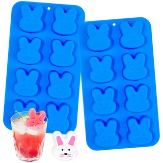 Webake 2 Stück Pralinenform Ostern Hasenform Silikon Schokoladenform Hasen Silikonform Osterhasen Schokolade Form Hasenkopf Eiswürfelform Kaninchenkopf Form für DIY Schokolade, Pralinen, Eis, Gelee