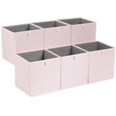 Amazon Basics Zusammenklappbare Aufbewahrungswürfel aus Stoff, 33 x 38 x 33 cm, Peony Pink, 6er-Pack