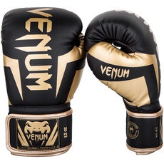 Venum Unisex Elite Boxing Gloves Boxhandschuhe, Schwarz / Gold, 14oz EU