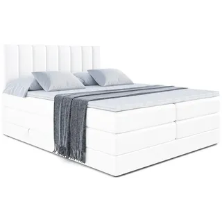 altdecor Boxspringbett Otta King - 160x200 - H3/H4 - Weiß Hochglanz - Holzwerkstoff - Höhe ca. 20 cm , 160x200 cm , Schlafzimmer, Betten, Boxspringbetten