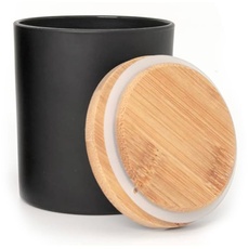 Avilia Küchenbehälter - Vorratsdose für Nudeln oder Getreide, aus Keramik mit Bambusdeckel, 7,5 x 8,5 x 8 cm, Grau