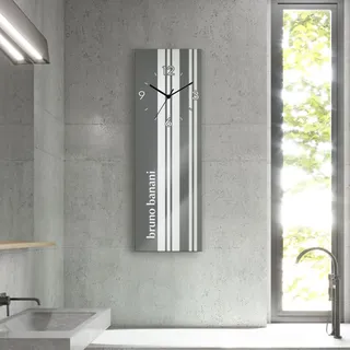 Wanduhr BRUNO BANANI "Stripes auf Glas", grau, B:20cm H:60cm T:1,8cm, Wanduhren, Wanduhr, wahlweise mit Quarz- oder Funkuhrwerk, lautlos ohne Tickgeräusche