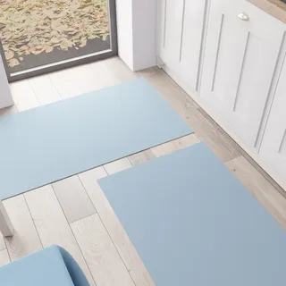 PETTI Artigiani Italiani - Küchenteppich, Küchenläufer, waschbar, rutschfest, Küchenläufer, einfarbig, 52 x 180 cm, Hellblau, 100% Made in Italy