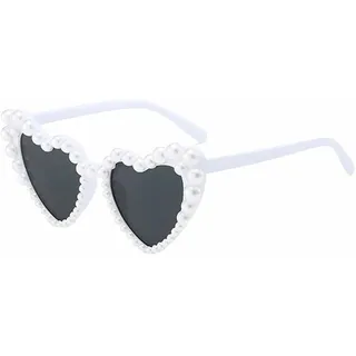 MOSIERRY Herz Sonnenbrille Weiß JGA Hochzeit Herzform Party Brillen Damen | Leicht–27 g, Schmeichelt Fast Jeder Gesichtsform, Perfekt für Junggesellinnenabschiede, Hochzeiten & Jeden Tag