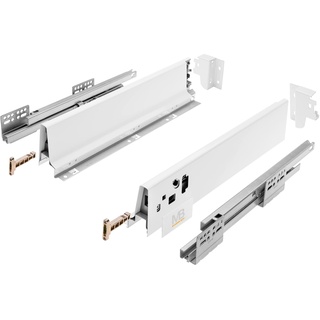 GTV - Modern Box Schublade I L=400mm H=83 mm I Weiss I Leises Schließen I Belastung bis zu 40 kg I Einfache Installation I Synchronisation des Fahrweges der Führungen I PB-D-KPL400A1