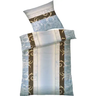 Dyckhoff Pamela Gestreift/Floral Blau 135 x 200 cm + 2 x 80 x 80 cm