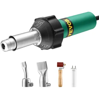 Vevor Heißluft-Kunststoffschweißgerät, 1600 W Heißluftpistole, 50–600 °C PVC-TPO-Vinyl-Schweißpistole Kunststoff, Hot Air Welder mit 4 Zubehörteilen – 2 Düsen & 1 Nahtrolle für PP/PE/PVC-Platten