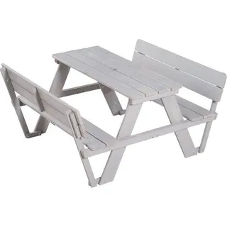 Outdoor-Sitzgruppe für 4 Personen, mit Tischdecken, witterungsbeständige Holzsitzbank aus Massivholz für Innen- und Außenbereich, sehr langlebig, grau glasiert - Grau