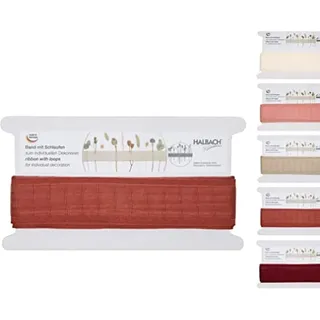 Halbach Seidenbänder Webband mit Schlaufen 43 mm x 6 m zum Dekorieren mit Trockenblumen oder Zweigen, Geschenkband für Trockenblumen, Schleifenband für Kränze mit Trockenblumen, Farbe: rosewood