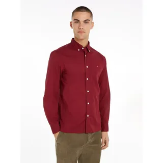 Tommy Hilfiger Langarmhemd »FLEX POPLIN RF SHIRT«, mit Tommy Hilfiger Labelschild innen an der Knopfleiste TOMMY HILFIGER deep rouge