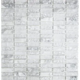 Glasmosaik Naturstein weiß mix Wand Küche Bad WC WB87-s1211 1 Matte