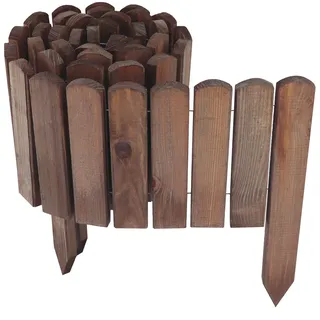 Holz Rollzaun Dunkelbraun 10x200 cm Beeteinfassung für Beet-& Rasenabgrenzungen ...
