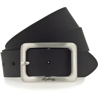 Ledergürtel MUSTANG "Rachel", Damen, Gr. 85, schwarz, Rindsleder, Vintage, unifarben, Basic, Gürtel Ledergürtel, Eckige, mattfarbene Schließe, 3,5 cm, Topseller