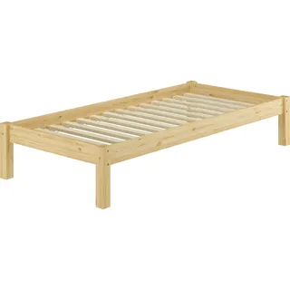 Einzelbett Kiefer natur 80x200 Massivholzbett Futonbett Kinderbett Zubehör wählbar V-60.35-08Rollrost inkl. - Naturbelassen