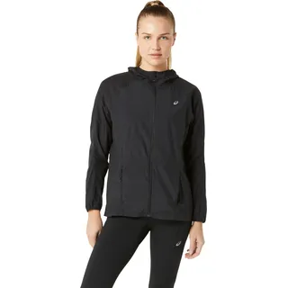 Laufjacke ASICS "ROAD PACKABLE JACKET", Damen, Gr. XL, schwarz, Web, Obermaterial: 100% Nylon, unifarben, normal, hoch geschlossener Ausschnitt, Raglanärmel elastischer Bund, Jacken Laufjacke, Übergangsjacke, winddicht, wasserabweisend, atmungsaktiv