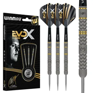 WINMAU – Michael Van Gerwen MvG - EvoX 24g Professional Darts-Set mit Dart Flüge und Schäfte