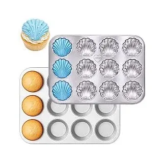 immer Backform Edelstahl Kuchenform Springform, unbeschichtet PFAS-frei aus 18/8-Edelstahl Spülmaschinenfest (Muffins Klassisch+Muscheln)