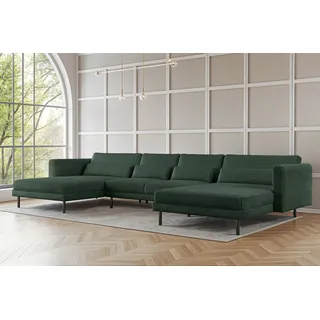 Wohnlandschaft U-Form Sofa AGADA in Stoff Poso Grün - Grün