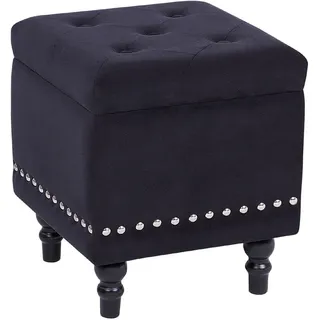 Beliani Pouf Schwarz Loretto , Textil , Quadratisch , 37x40x37 cm , Wohnzimmer, Sessel, Hocker & Hockerbänke, Poufs