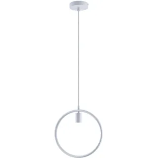 Paco Home Pendelleuchte »JACOB« E27 Hängelampe Esszimmer Rund Ring 1,5m Textilkabel Kürzbar E27, weiß