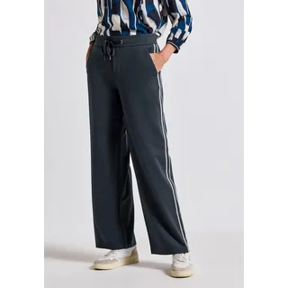 STREET ONE STREET ONE, Damen, Gr. 42, Länge 30, blau (deepwater blau), Stoff, 67% Polyamid, 28% Viskose, 5% Elasthan, unifarben, loose fit lang, Hosen Stoffhose, High Waist