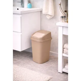 Waste Bin Mülleimer Kosmetikeimer Bad Schwingdeckel 5L Beige - Beige