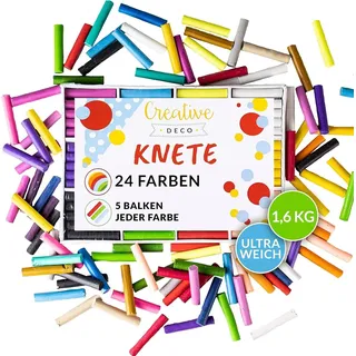 Creative Deco Knete Plastilin für Kinder | 24 Farben | 1600g | Trocknet Nie | Das Beste Pädagogische, Kreative Geschenk Spielzeug | Gluten Frei | Sicher und Ungiftig - Schwarz